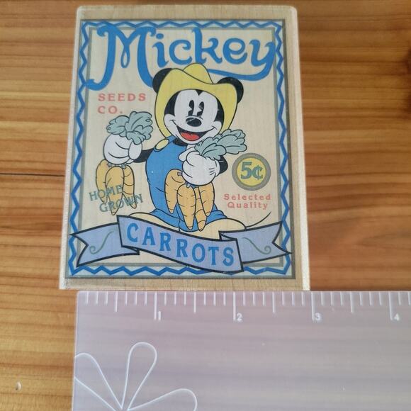 Disney Mickey Seed Packet, Rubber Stamp, Mouse A1306F Wood Ink Block - Picture 1 of 8